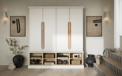 white wardrobe with horizontal handles